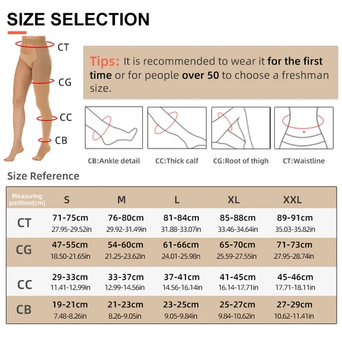 Imagen 2 del producto Legbeauty-medias médicas de compresión alta hasta el muslo, calcetín Unisex con punta abierta para venas varicosas, pantimedias para linfedema de una sola pierna, 20-30mmHg