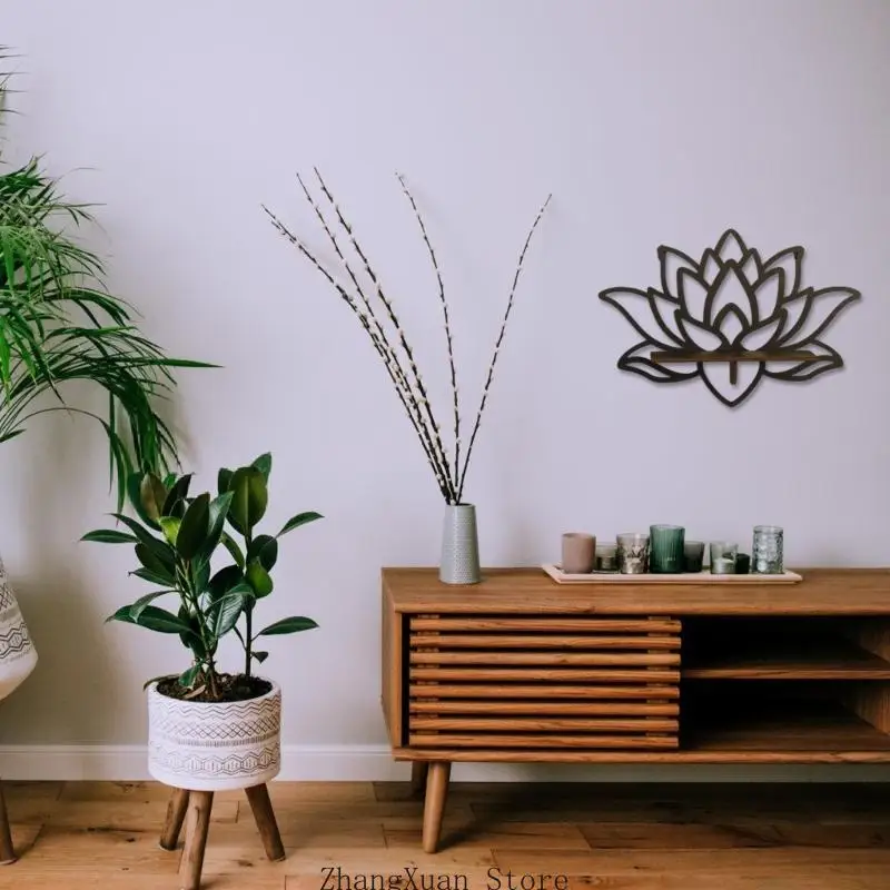 Einzigartiges Wandregal aus Holz mit Blumengravur, geeignet für Büro oder Schlafzimmer 3XUF – Detail 7