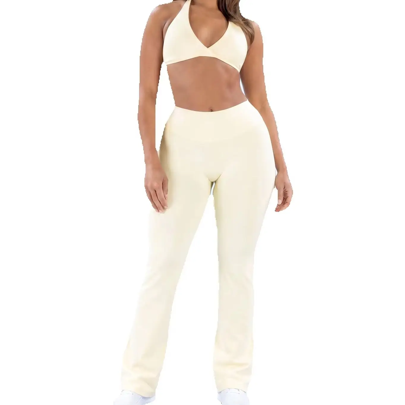 New Colors style bra and yoga pants set - women's flared pants for exercise, outdoor activities, running and fitness training