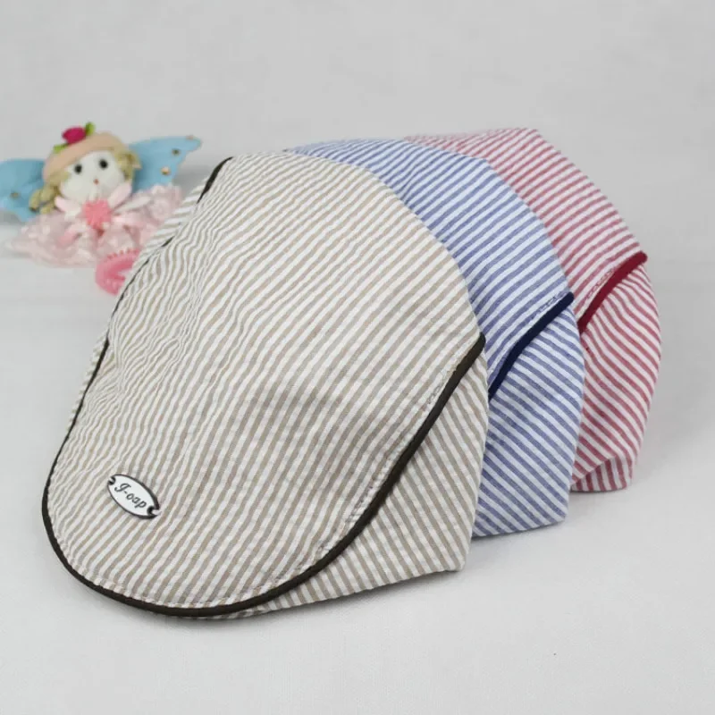 Cotton Baby hats Cute Children Stripe Classic Style Fashion Cap Toddler Spring Summer Berets Peaked Baseball Caps for Girls boys