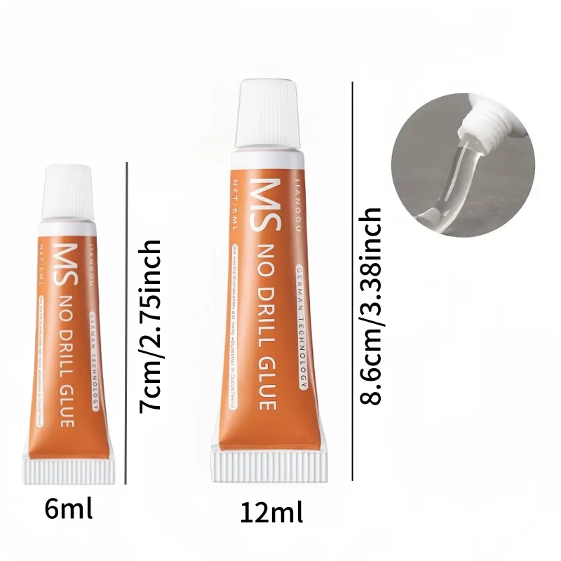 Transparent Heavy-Duty No-Nail Adhesive (with Mounting Pads) – Small Tube Precision Application, High-Strength Metal Bonding, Ba