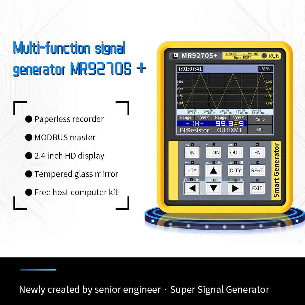 MR9270S+ HART 4-20mA Signal Generator Calibration Current Voltage Thermocouple Pressure Transmitter Logger Frequency Generator