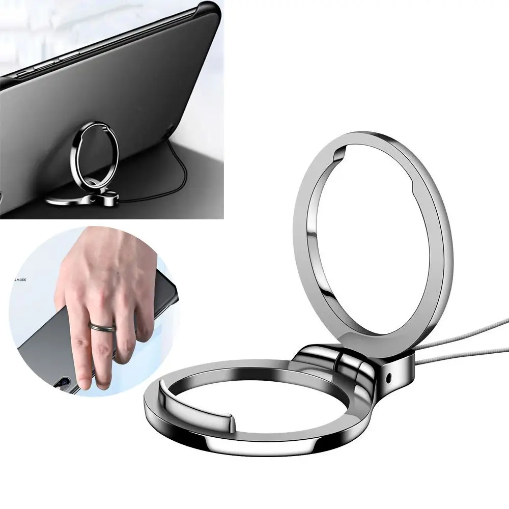 Mobile Holder Universal 360 Degree Finger Ring Lanyard 2 in 1 Mobile Holder Metal Stand and Ring Hang Rope For Phone