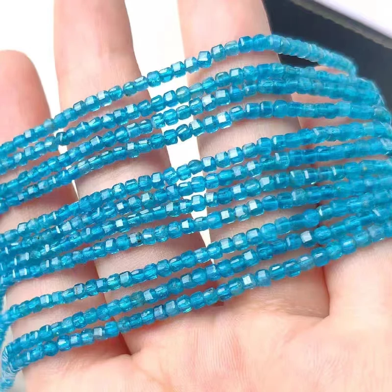 blue apatite  square faceted 2-2.3mm AAA  for DIY jewelry making  loose beads 32CM  FPPJ wholesale  nature gemstone