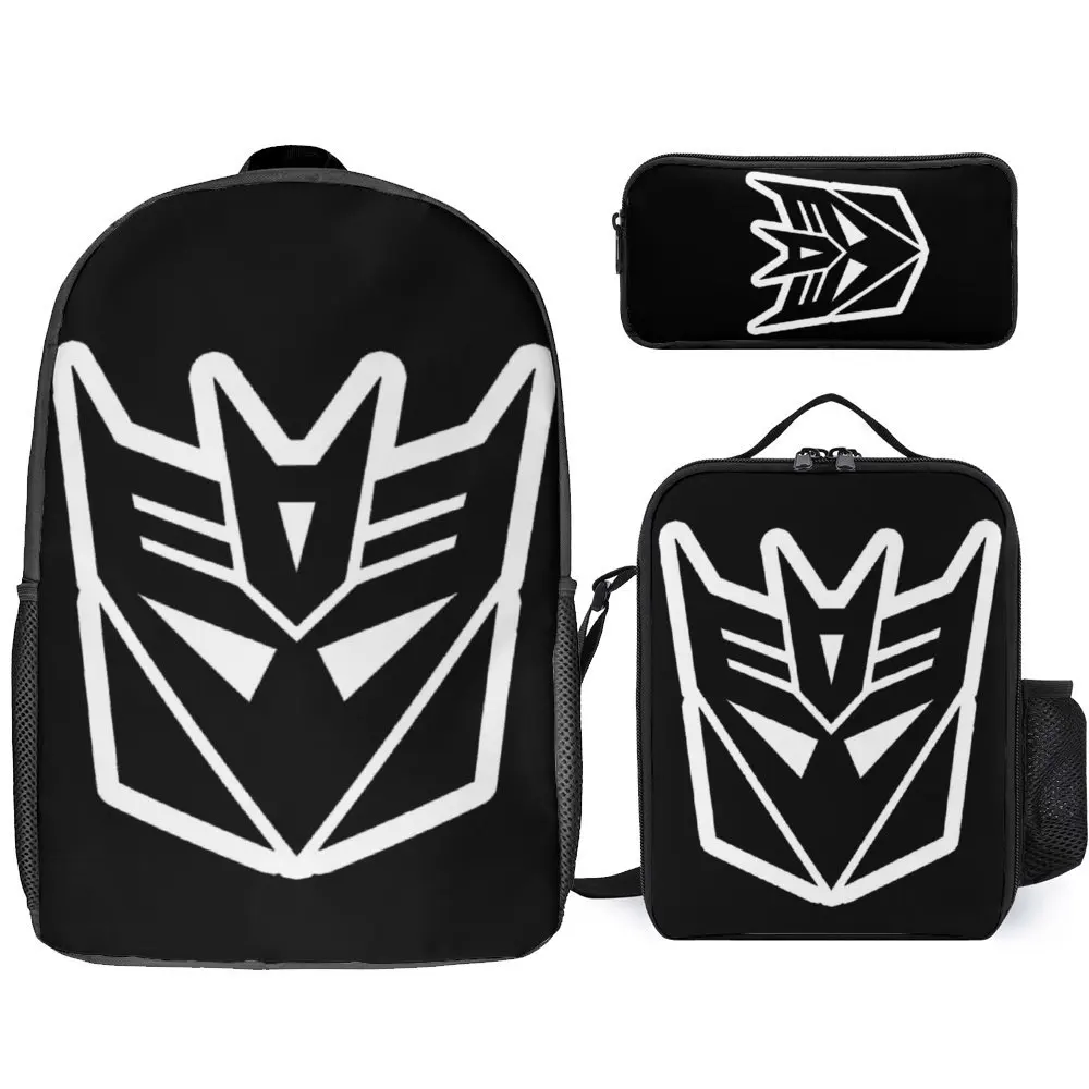 3 in 1 Set 17 Inch Backpack Lunch Bag Pen Bag   Black Decepticon Soundwave  Wordtee Vintage 24 Lasting Lunch Tote Cozy Summer Ca