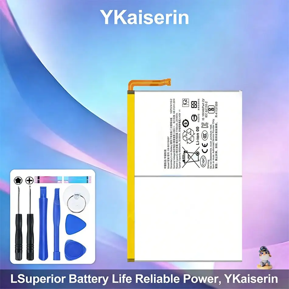 

For Samsung Galaxy Tab S9 FE SM-X510 SM-X516 X510 X516 Reliable Replacement EB-BX516ABY Tablet Battery 8000mAh
