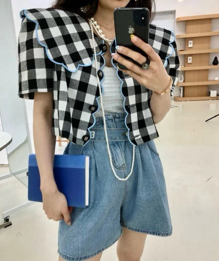 

Летнее платье в клетку для женщин, свободного кроя, с воротником-стойкой, в полоску, для повседневной носки, модное и стильное.