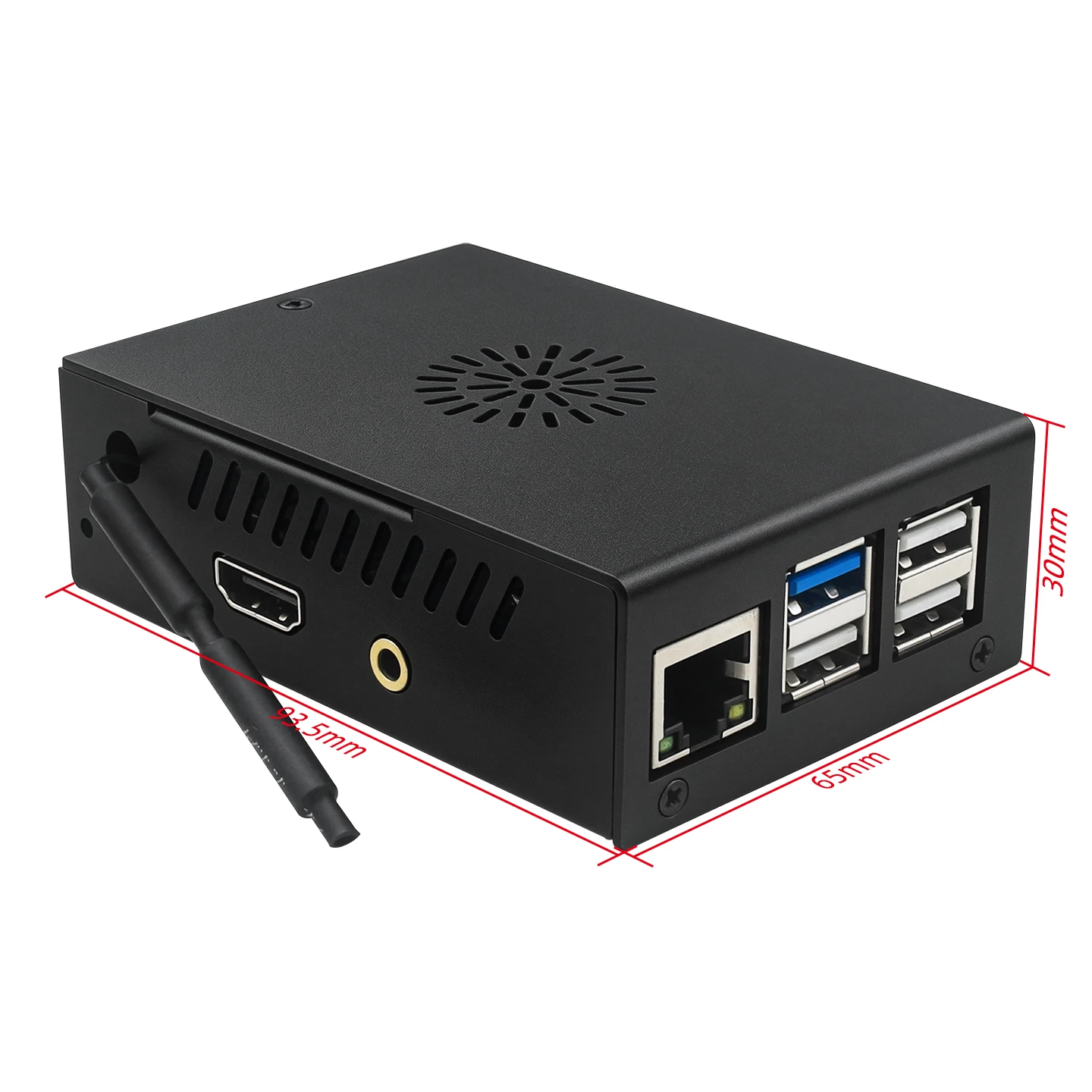 Orange Pi 4 Pro Metallgehäuse Schwarze Schutzbox mit Kühlventilator für Orange Pi 4 Pro Einplatinencomputer Antenne Optional – Detail 3