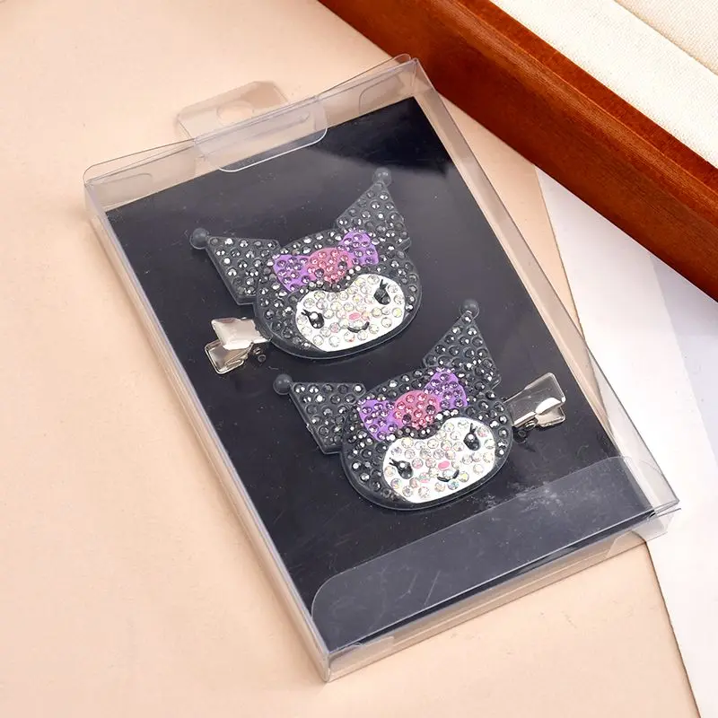 Sanrio Hello Kitty Kuromi My melody Cinnamoroll Cute Kawaii Full Diamond Side Hair Clip Creative Trendy Cartoon Headgear Gift