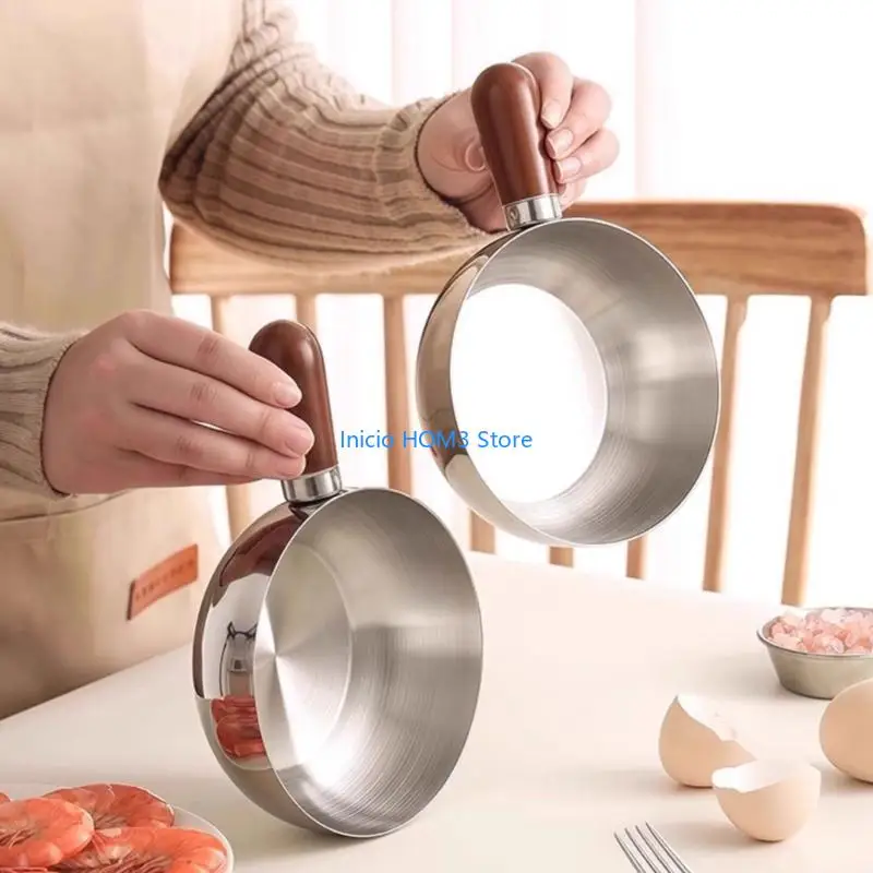 A5YD Heat Resistant Handle Cooking Bowl Stainless Steel Pot Suitable For Oil Splashing And Practical Storage
