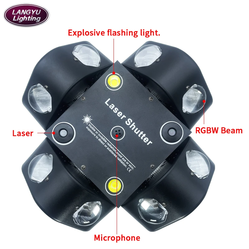 Imagem -06 - Led Four-headed Flash Effect Light Vento e Roda de Fogo Shake Head Bounce Beam Iluminação de Qualidade Superior Profissional