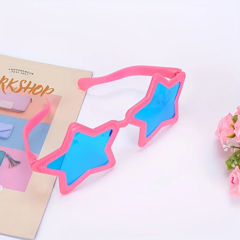 ROSÉ 《APT.》MV نظارات زخرفية عصرية كبيرة الحجم على شكل نجمة، مادة بلاستيكية متينة، نظارات مضحكة للعطلات #2