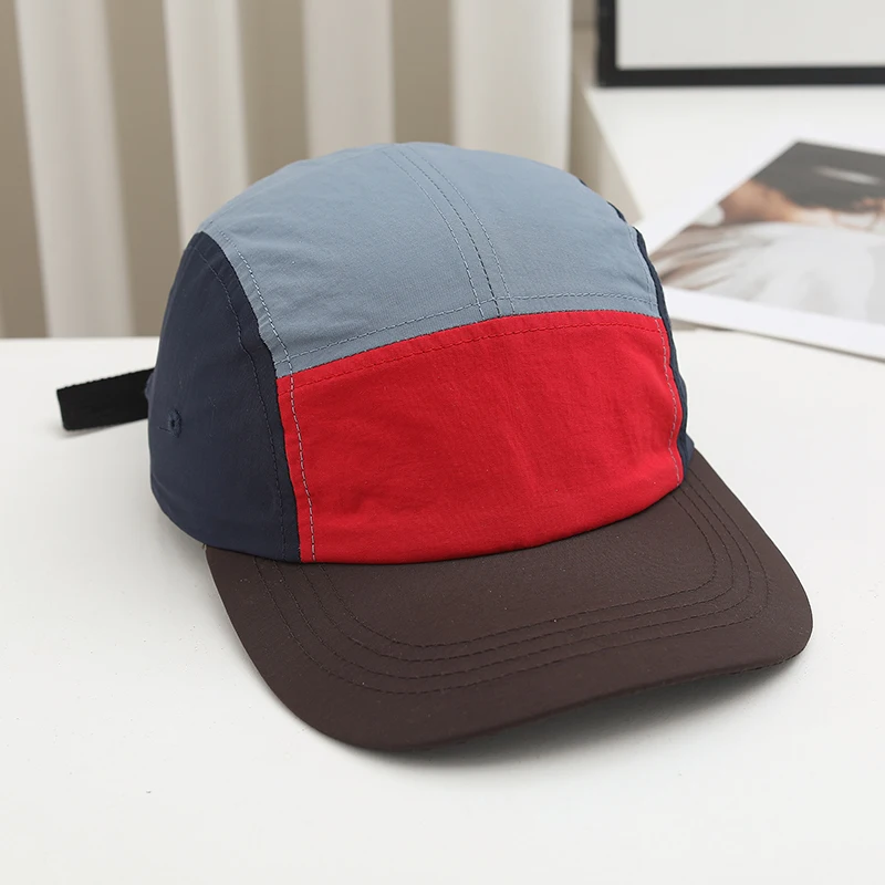 Japanese-Style Color-Mixed Five-Panel Quick-Dry Adjustable Short-Brim Outdoor Casual Street-Style Baseball Cap