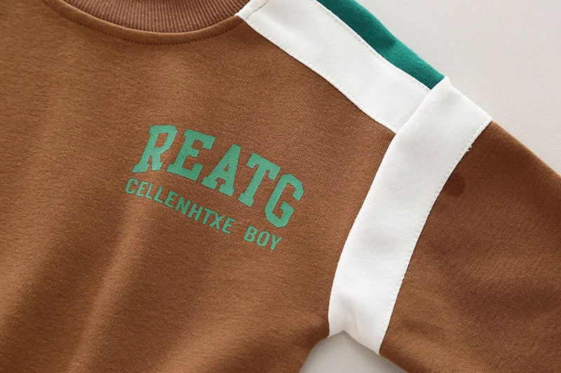 Spring New Baby Boys Clothing Sets Letter Print Color Matching Long Sleeve Sweatshirt Tops + Pants Children\'s Casual Clothes