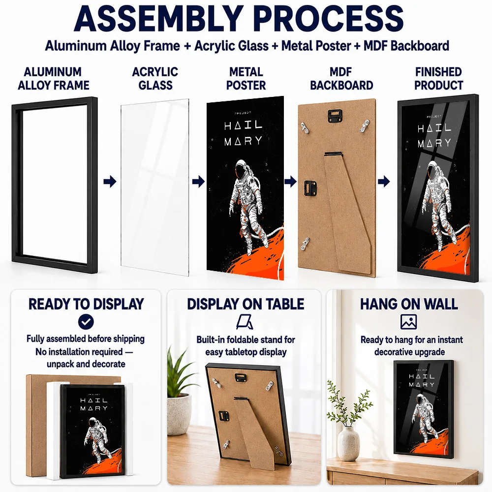 Project Hail Mary Astronaut Metal Poster With Aluminum Alloy Frame Personalized Cosmic Perspective Wall Art Ideal For Office