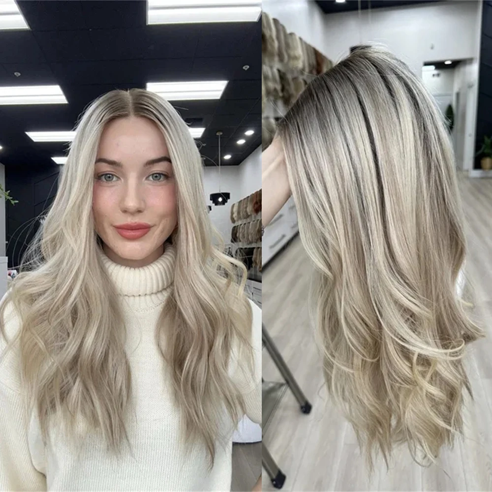 

Платиновый светло-русый парик с балаяжем, HD-кружевом, без клея, термостойкий, из синтетического волокна, класса люкс, с эффектом натуральных волос, подарок для девушек