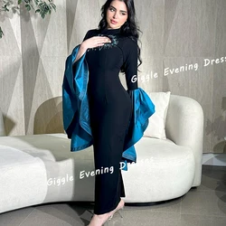 Giggle Crepe Flare sleeve Beading Elegance Prom Gown Saudi Arab Close-Fitting Ankle-Length Evening Party Dresses for Women 2024