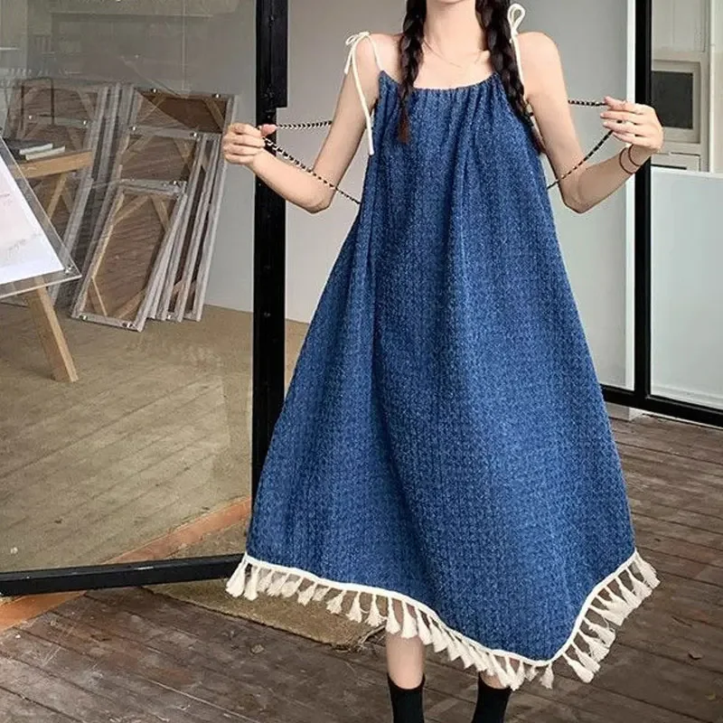 Bella moda irregolare senza maniche camis abito longuette moda donna tinta unita gonna a trapezio estate pullover larghi abbigliamento da donna