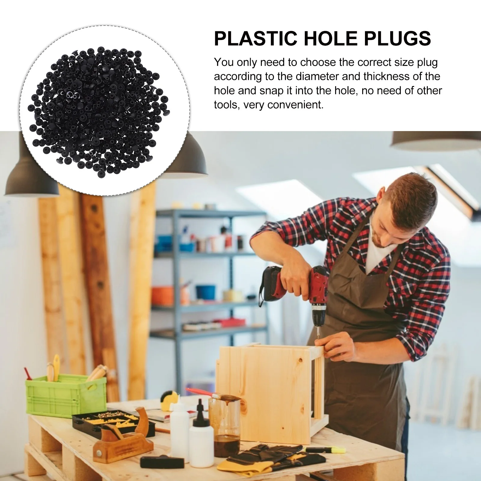 

500Pcs Round Plastic Hole Plugs Screw Cover Caps for Furniture Cabinets Cupboards Screw Hole Covers Black White