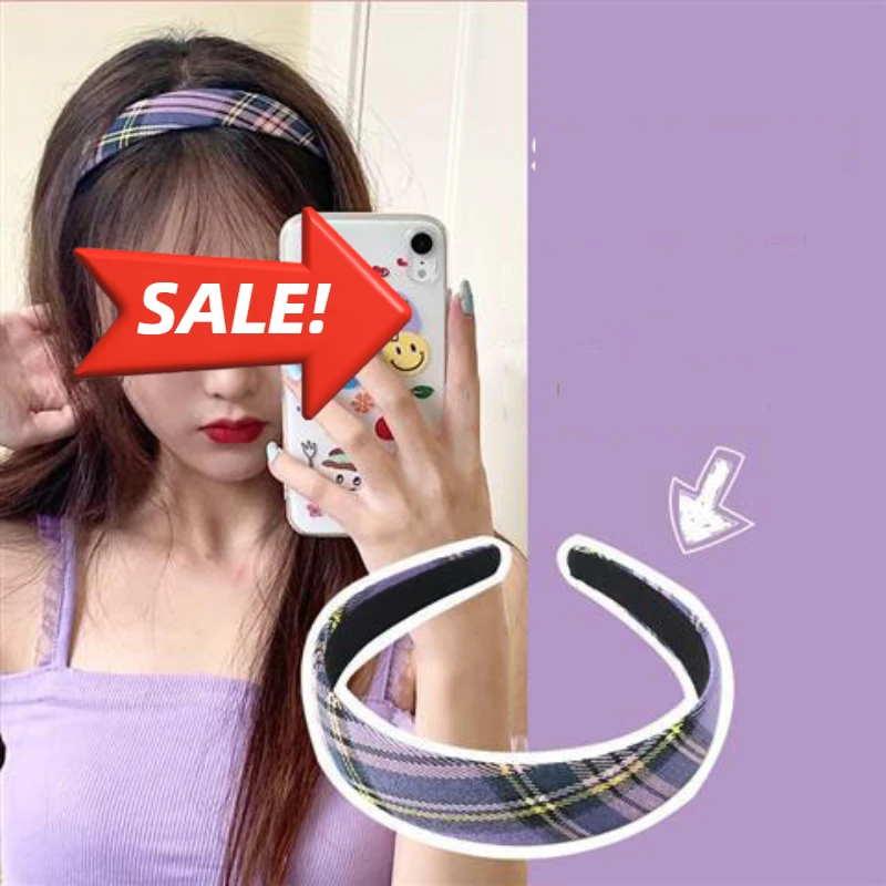 3pc European and American Retro JK College Style Plaid Headband Women Girls Hair Bands Elegant Hairband Hair Accessories