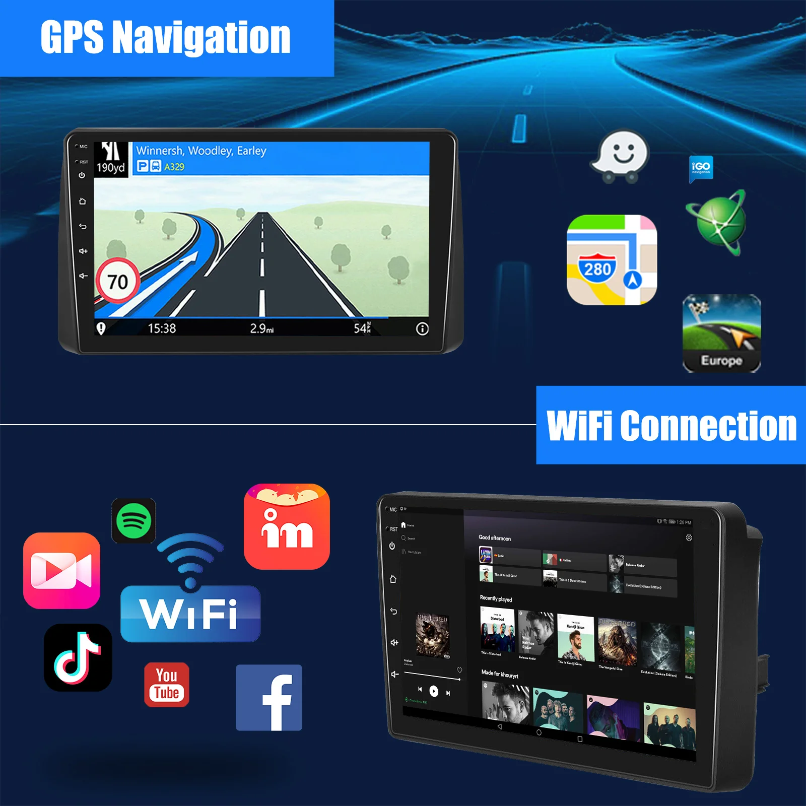 ESSGOO 2 DIN 9 นิ้ว สำหรับรถ Dodge Grand Caravan ปี 2011-2020 รองรับ Carplay และ Android Auto เครื่องเสียงติดรถยนต์พร้อมระบบนำทาง GPS วิทยุ มัลติมีเดีย เครื่องเล่นวิดีโอ WiFi และ FM