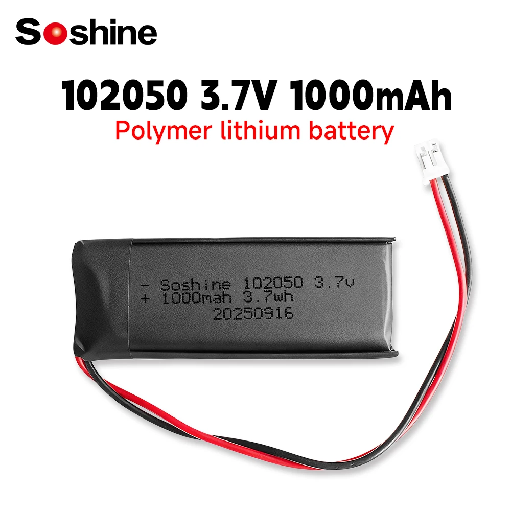 Soshine 102050 3.7 فولت 1000 مللي أمبير بطاريات ليثيوم بوليمر 102050 خلايا ليبو بطارية قابلة للشحن ل MP3 GPS TWS سماعة رأس بخاصية البلوتوث