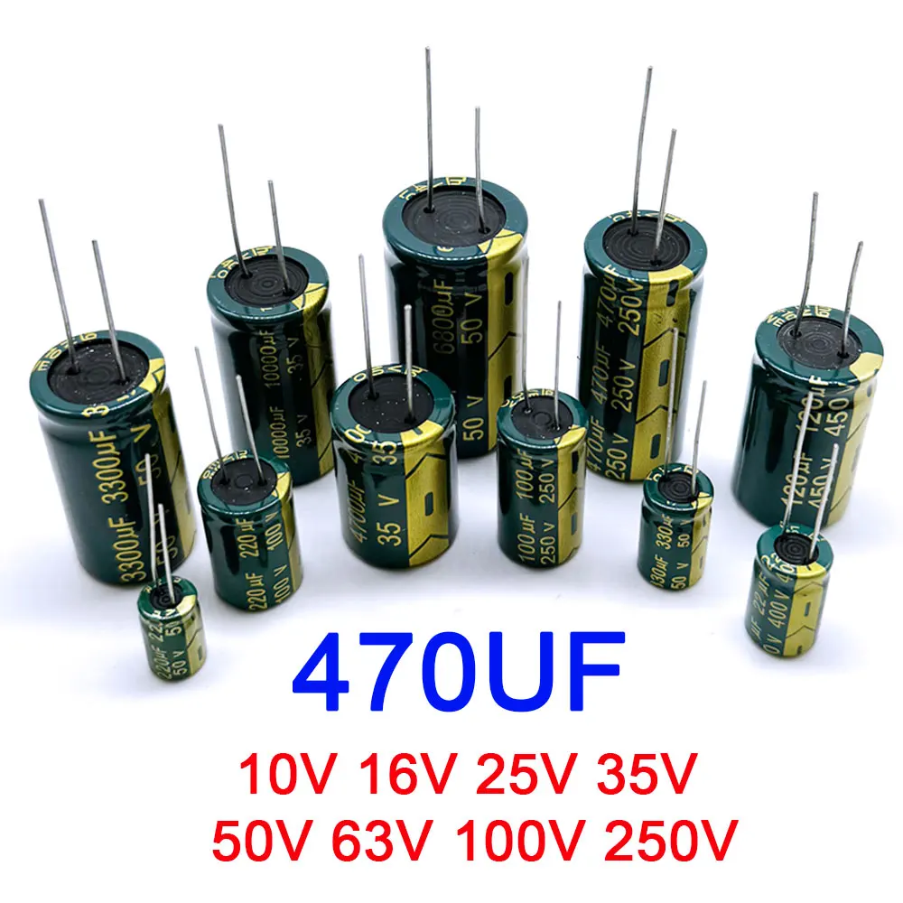 470UF 10V 16V 25V 35V 50V 63V 100V 250V High Frequency Low ESR Aluminum Capacitor 20%  High Frequency Electrolytic