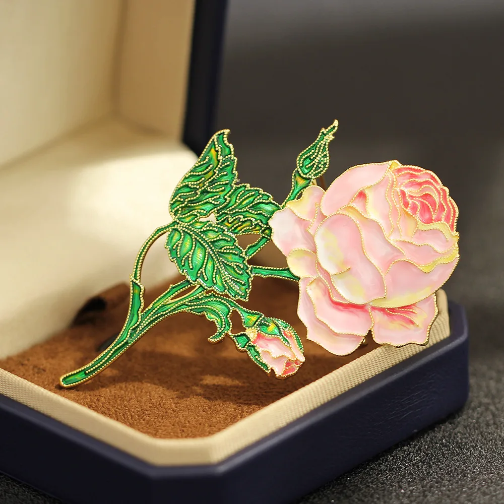 الفرنسية الرجعية أنيقة بالتنقيط النفط البتلة الفاوانيا زهرة بروش شخصية مبالغ فيها والاكسسوارات الراقية دبابيس للنساء والرجال