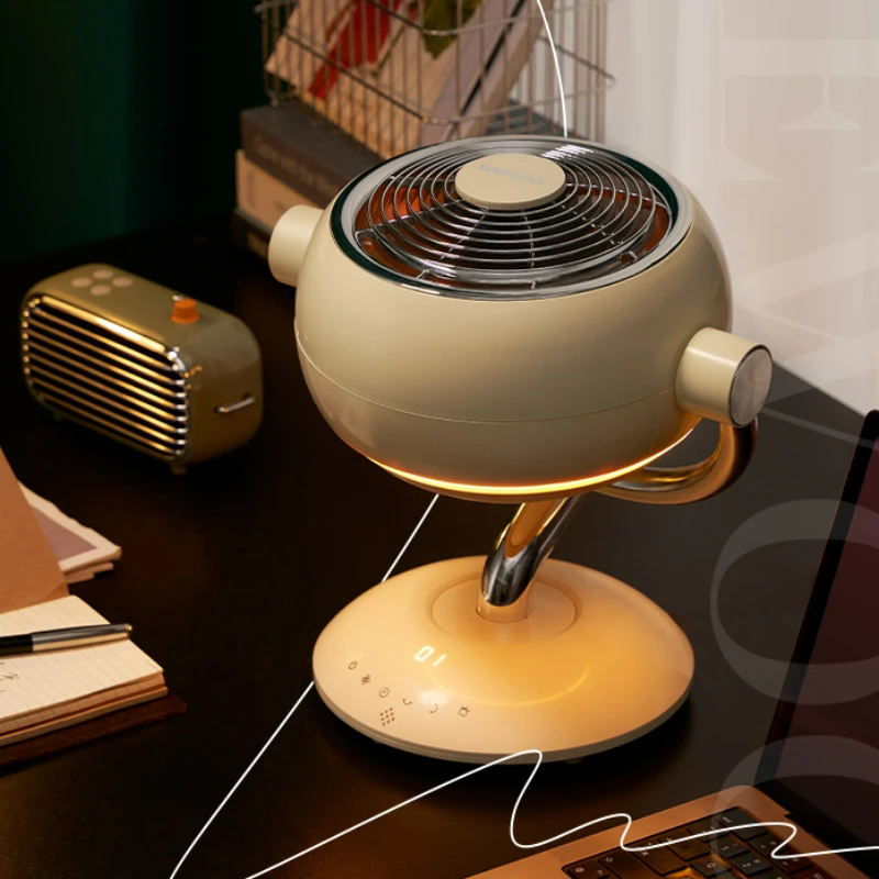 Retro Desktop Air Circulation Fan,light Sound Shaking Head Circulation Desk Fans, Energy-saving Atmosphere Light Electric Fans