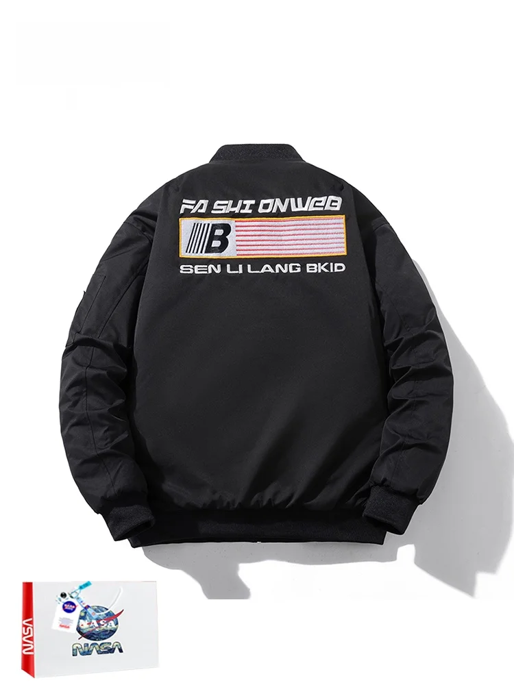 

Утепленная хлопковая куртка-бомбер в американском стиле для пар, молодежная повседневная водонепроницаемая куртка на молнии свободного кроя