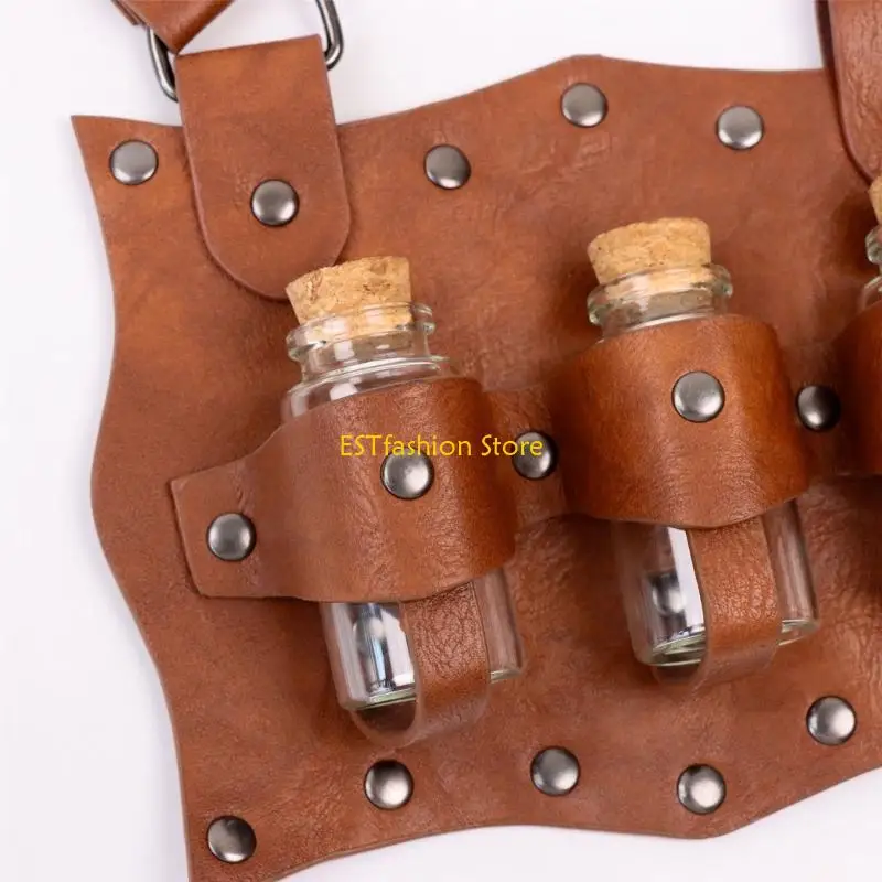 

Y5GC Retro PU Leather Waist Bag 4pcs Set Adjustable Belt Waist Girdle Keyring & Quiver for Festivals Travel Daily