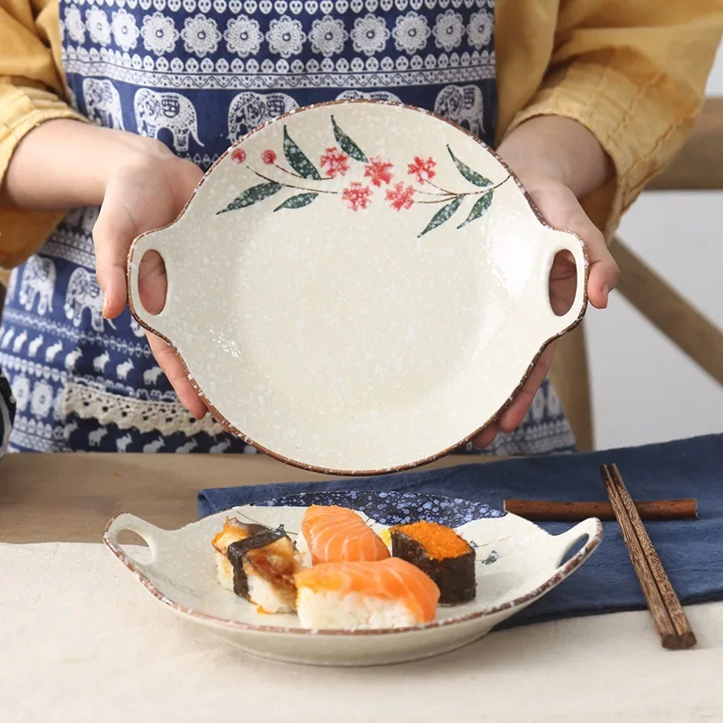 LingAo-Japanese Creative Ceramic Tableware, Irregular Household Binaural Tray