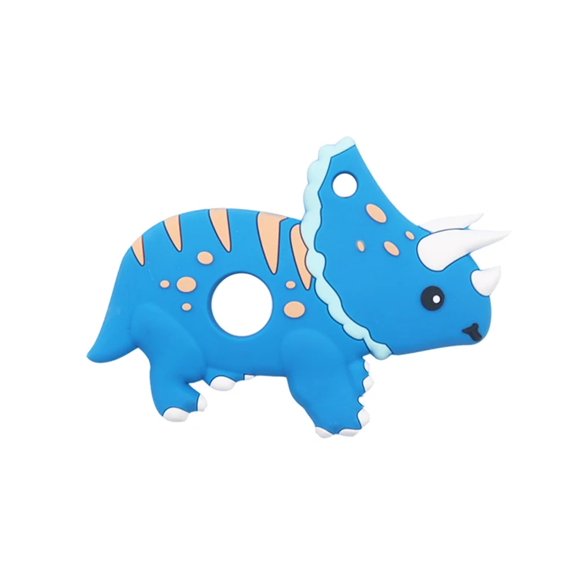 1pc Cute Animal Triceratops Silicone Teether Chewing Pendant Accessories DIY Jewelry Pacifier Clip Teething Toy For New Born