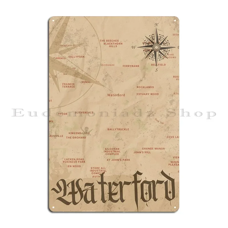 Waterford City Pirate Map Metal Plaque Poster Pub Designs Garage Create Create Tin Sign Poster