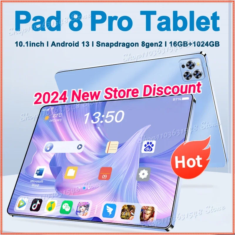 New Original Pad 8 Pro Tablet 10.1 inchSnapdragon 8gen2  Android 13 Global 16GB+1024GB 10000mah 5G Dual SIM WIFI  HD Full Screen