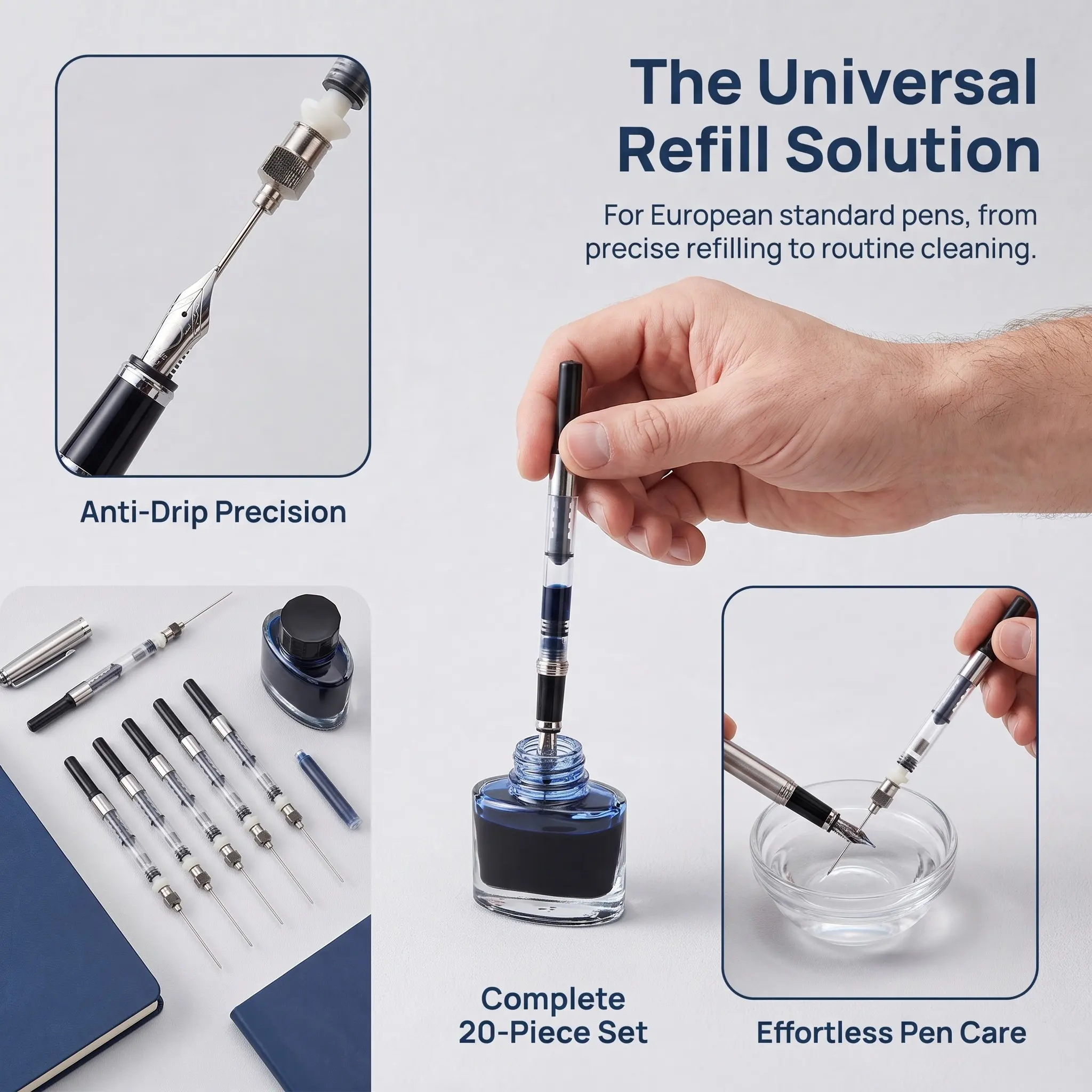 20Pcs Fountain Pen Ink Syringe Accurate Refill Tool Mini Converter Anti-Drip for Cartridge Piston Fountain Pen Ink Transfer