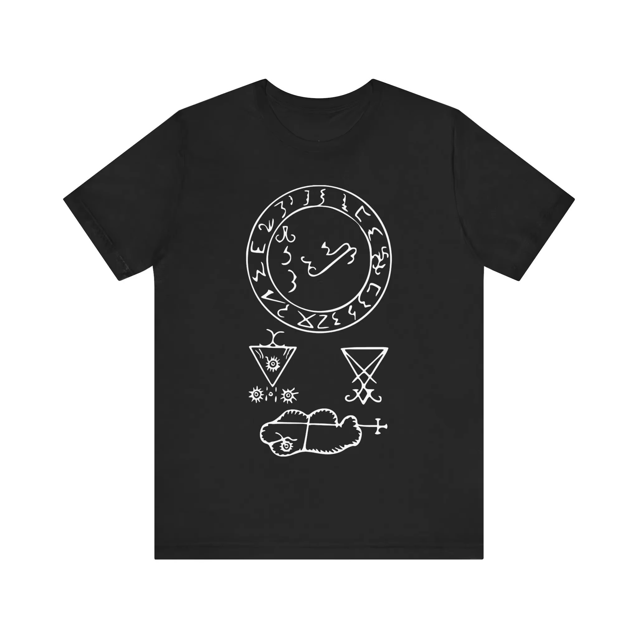 Full Sigil of Lucifer Satan T-shirt Devil Shirt Demonology Shirt Black Magic Occult Grimorium Verum Unisex Jersey Short Sleeve