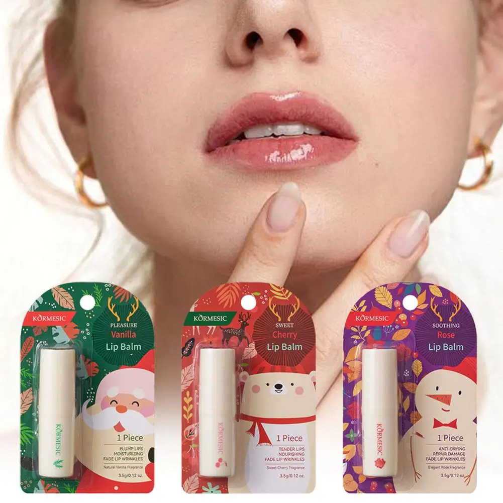 Holiday Lip Balm Smooth Moisturizing Lip Balms Christmas Gift Hydrating Tinted Lip Balm Care Christmas Lip Balms 3 Fruit Flavors