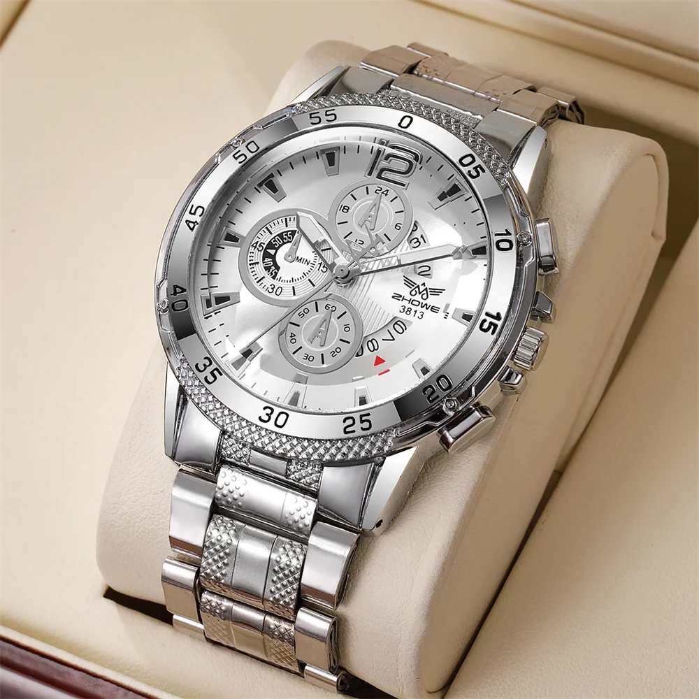 ZHOWE Men's Chronograph Sport Watch Date Calendar Black Dial