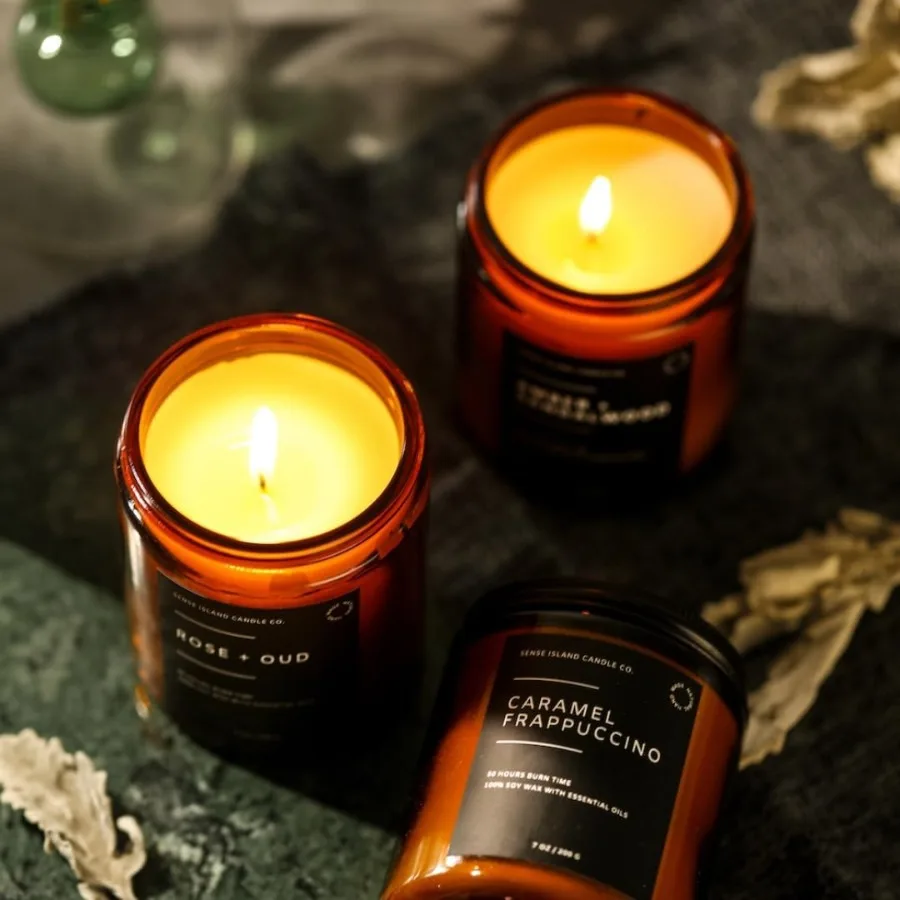 Свечи с ароматом табака и ванили для домашней атмосферы, 50-часовая долговечная свеча из соевого воска 100 с теплым ароматическим ароматом, идеально подходит