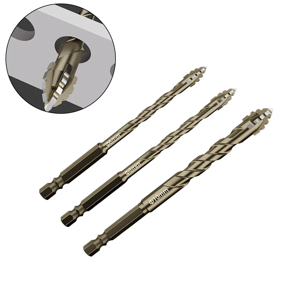 Eccentric Triangle Drill Bit Set of 3 Pieces Specifically Designed to Enhance Efficiency When Drilling into Glass Tiles