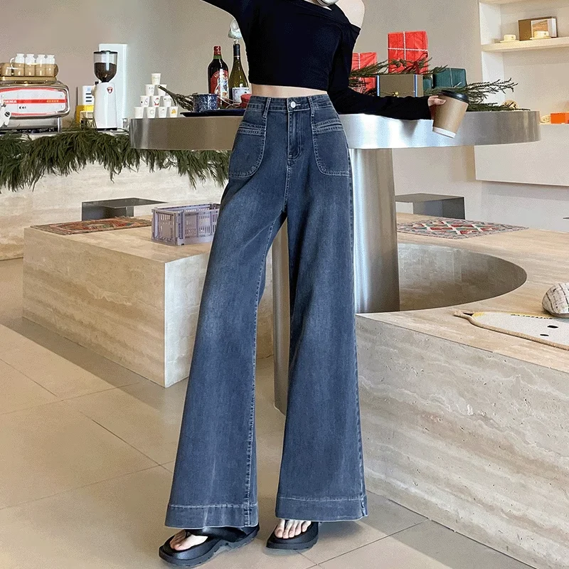 

Джинсы Femme Curvy Брюки Y2K Мешковатые черные джинсовые потертые широкие брюки Уличная одежда Винтажная мода Эстетический Харадзюку Корейский стиль