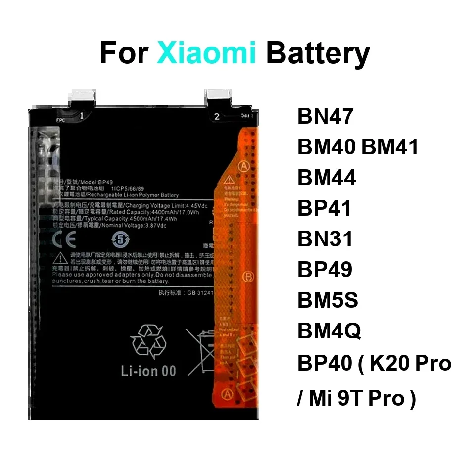 

Для Xiaomi Redmi K20 K30 K40s K60 Note 1S 5A 6 9T MI A2 Poco 2A 5X 13T Pro Lite 5G Батарея BM40 BM41 BM44 BN31 BP49