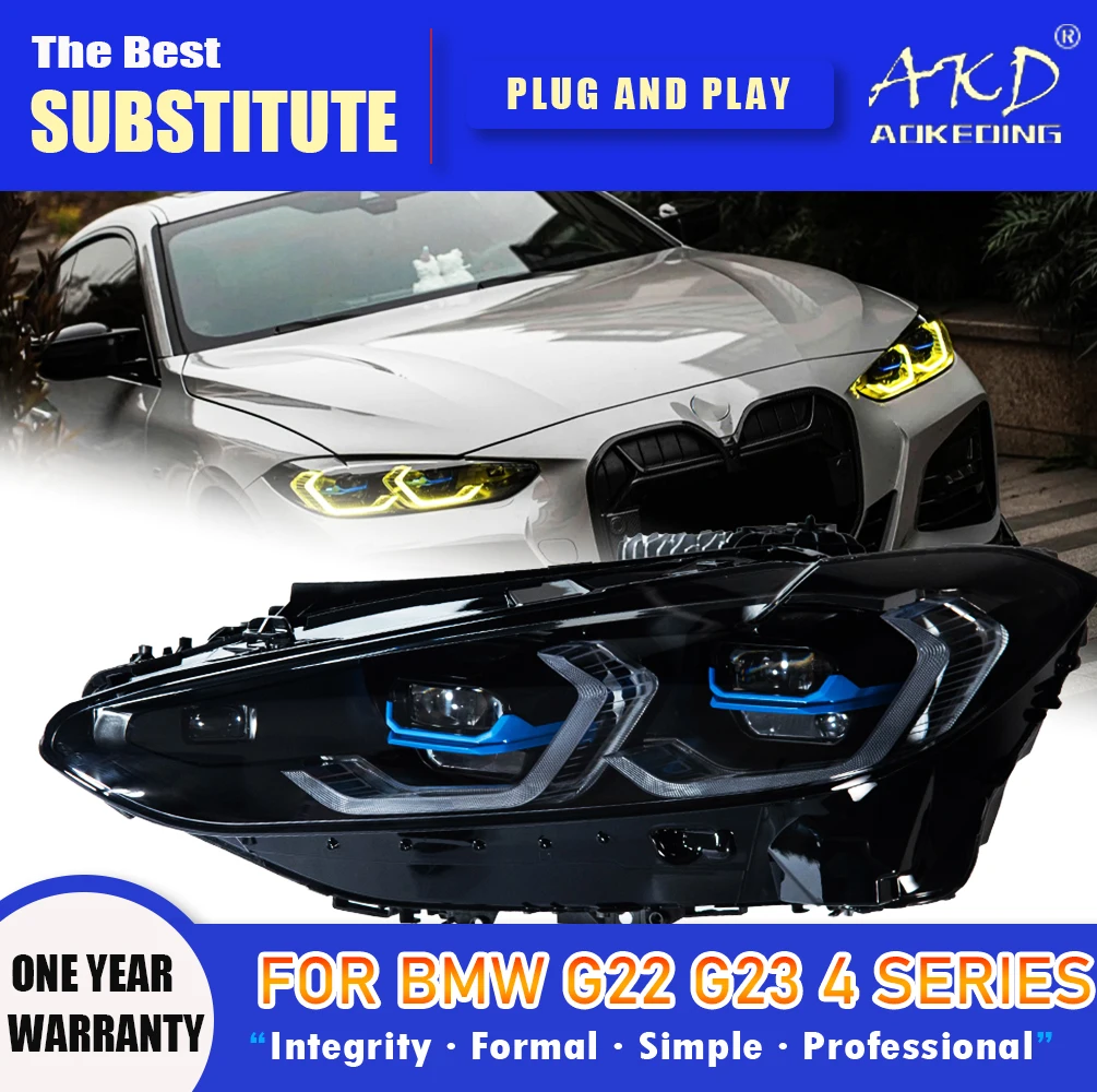 

Фара AKD для BMW G22 G23 4 серии G82 Светодиодная фара 2020-2023 Фара DRL Поворотник дальнего света Объектив проектора Angel Eye