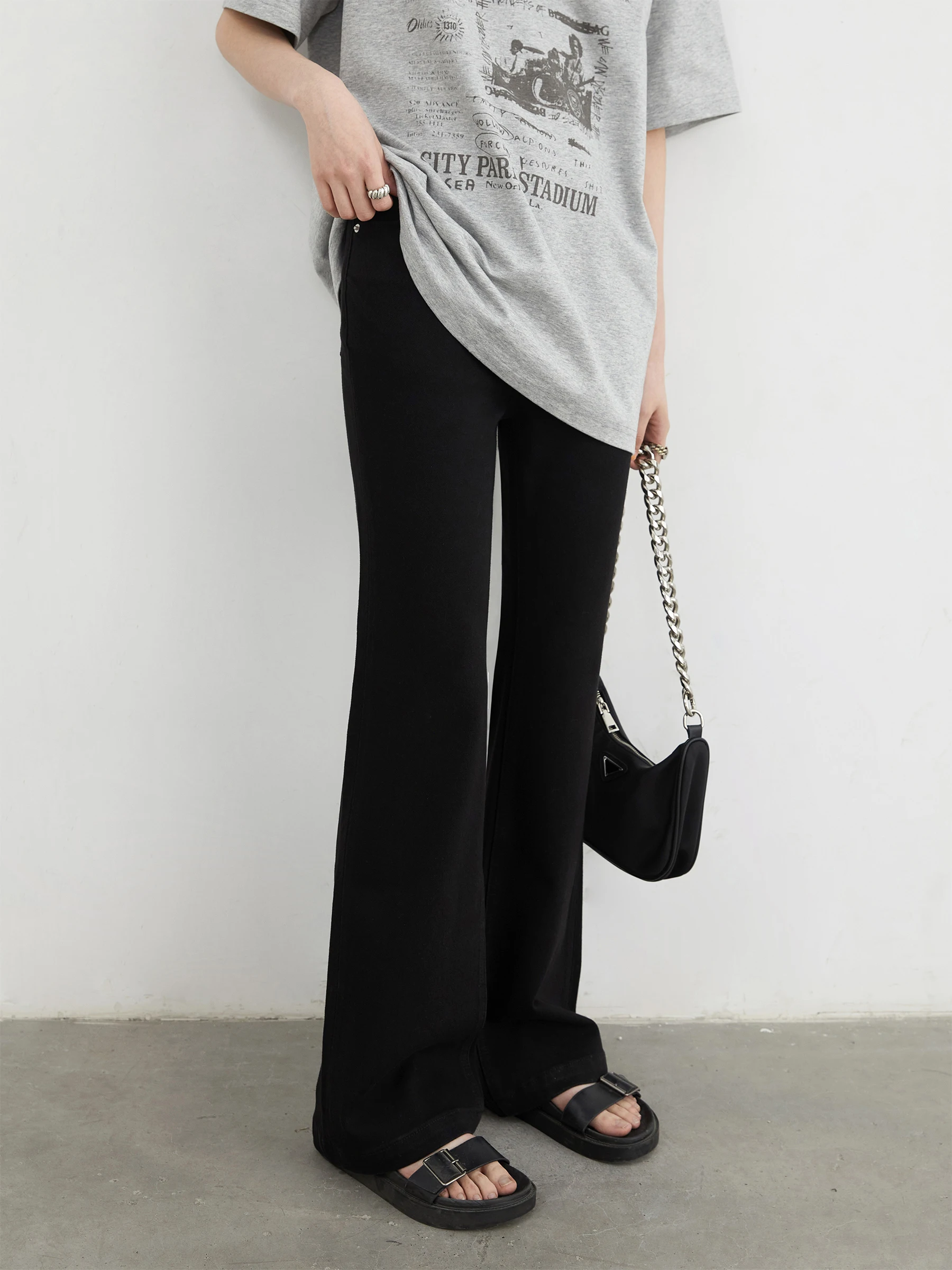 CHIC VEN جينز نسائي أسود جديد عالي الخصر مطاطا سليم صالح متوهج حدوة الحصان كامل الدينيم السراويل النسائية صيف 2025 #2