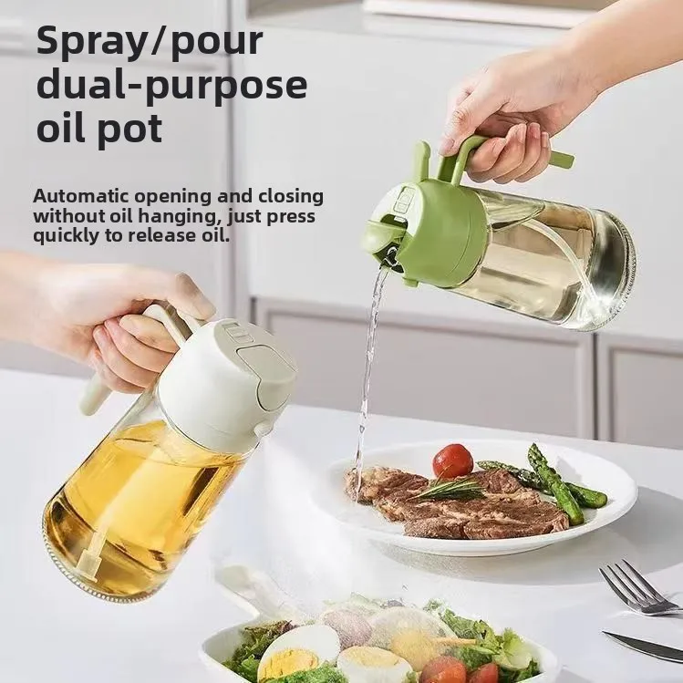 470ml 2 in1 Oil Spray Bottle Kitchen Barbecue Cooking Olive Oil Dispenser Oil Jar Baking Vinegar Soy Sauce Spray Container