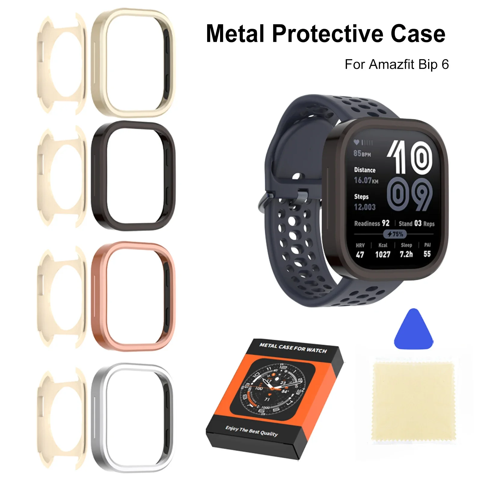 For Amazfit Bip 6 Metal Protective Case Shockproof Smartwatch Thin Cover Anti-Scratch Replacement Hard Case Watch Accessories
