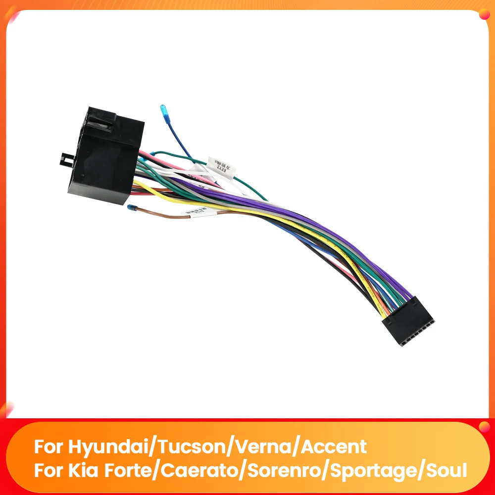 Adaptador de Cable de arnés de Cable de alimentación de Radio de coche de 16 pines para Hyundai Elantra Accent Azera i10 i20 i30 ix55 Tucson KIA Carens Picanto Rio