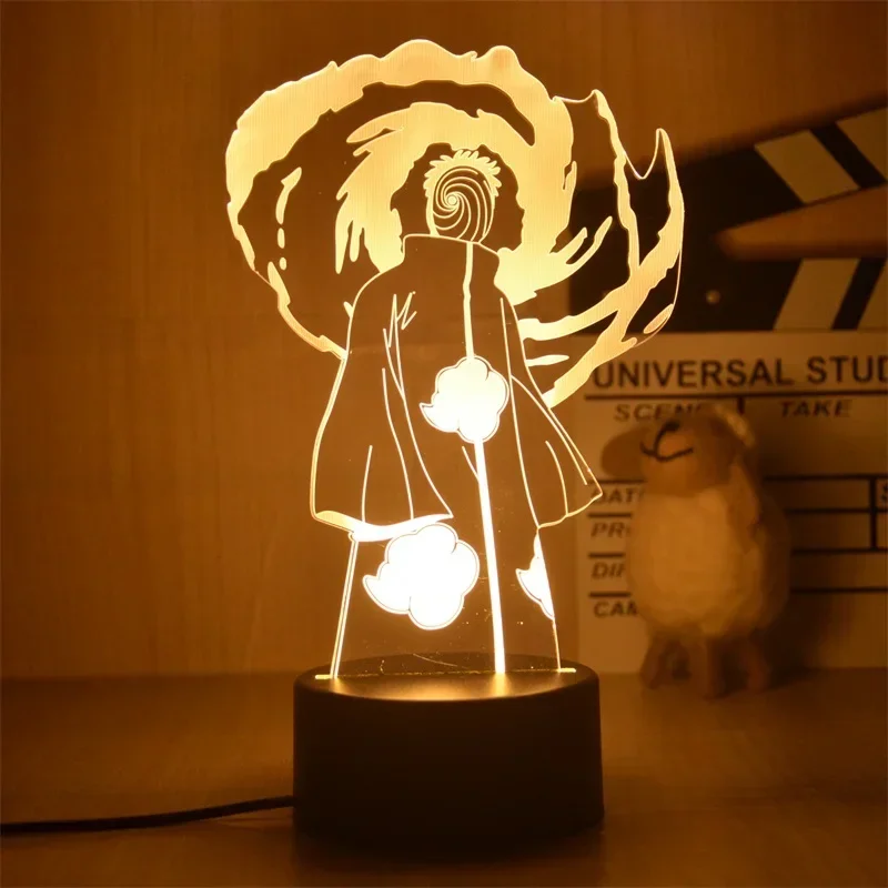 Uchiha Sasuke Obito Madara Cartoon 3D Night Lights Uzumaki Gaara LED Figure Night Lamp Uzumaki Naruto Anime Nightlights Gift