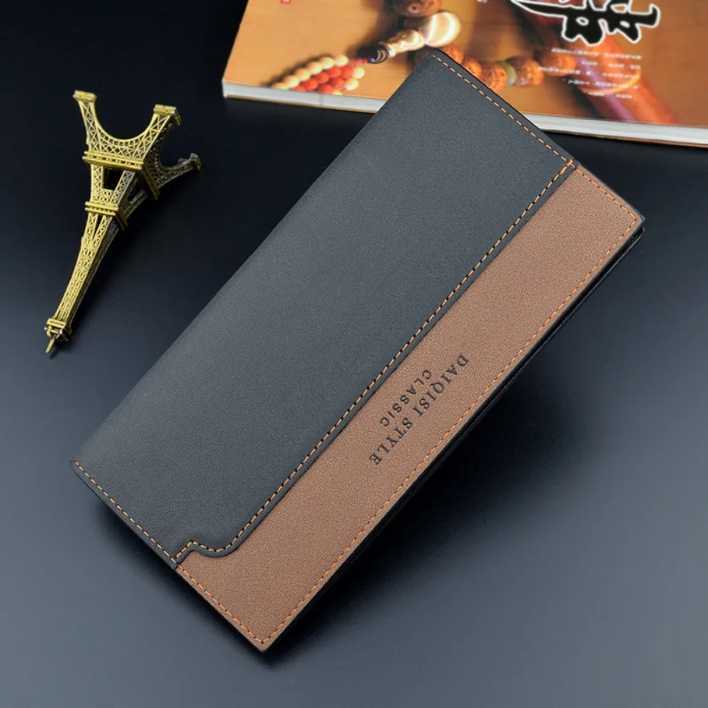 

New PU Leather Men's Wallet Black Coffee Long Style Retro Coin Purse High Capacity ID Card Holder Men Women